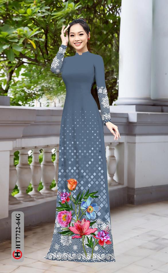 Vải Áo Dài Hoa In 3D AD HT7772 33